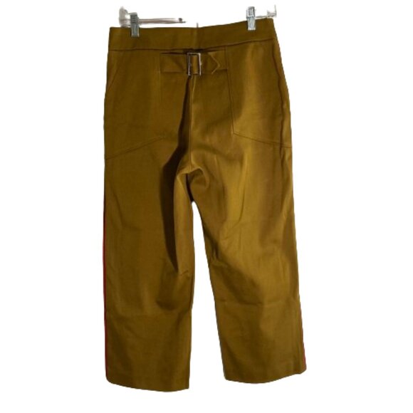 Zara SALE! High Waisted Wide Cropped Pants Mustard Color Red Stripes, sz. Medium - Picture 7 of 14